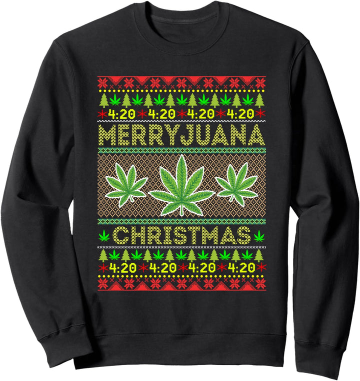 Merryjuana Christmas Design - Ugly Marijuana Weed Xmas Gift Sweatshirt