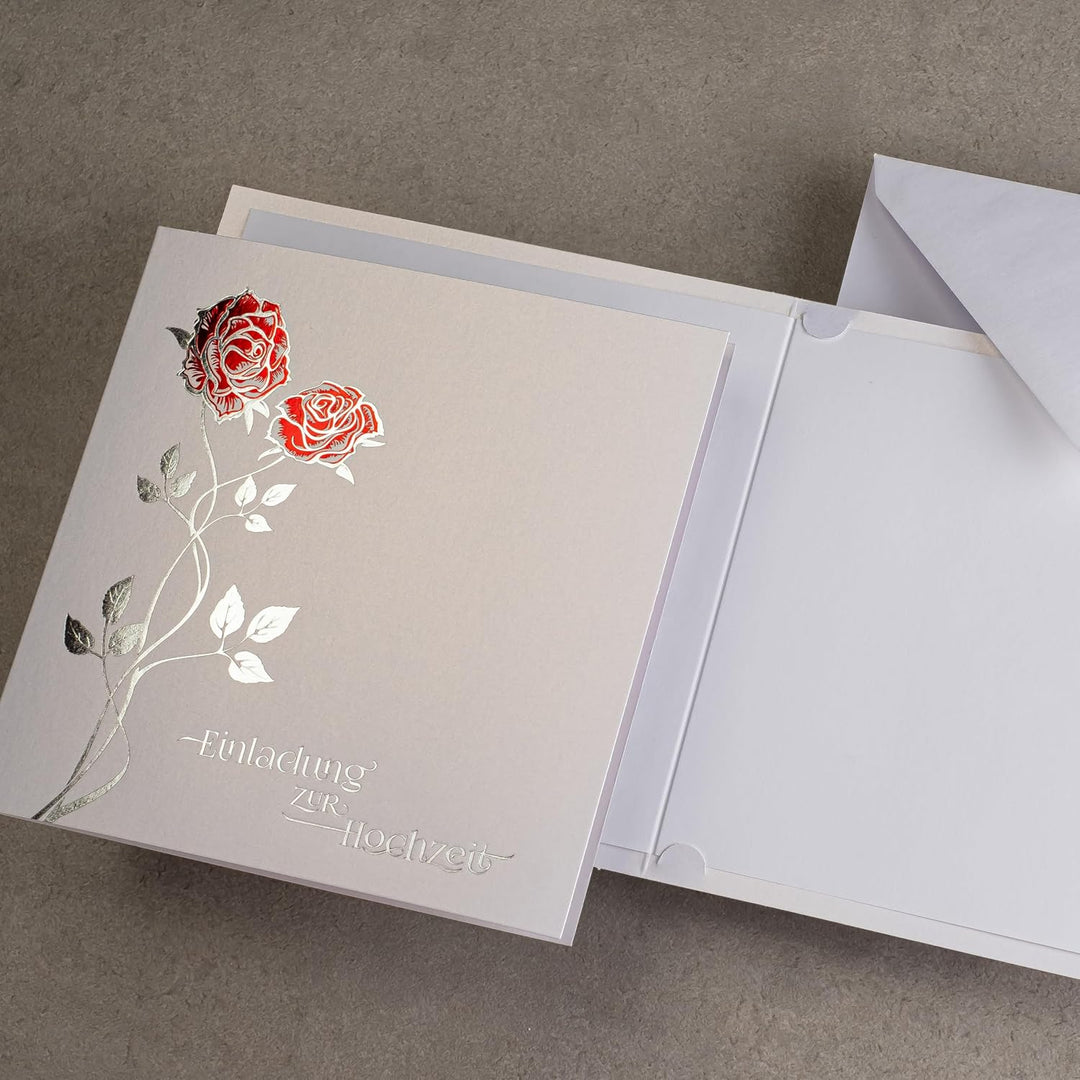 Art Nuvo HOCHZEITSEINLADUNGEN - SATZ 20 St, 135x135mm MIT BEDRUCKBAREN EINLAGEN UND UMSCHLÄGEN FÜR H