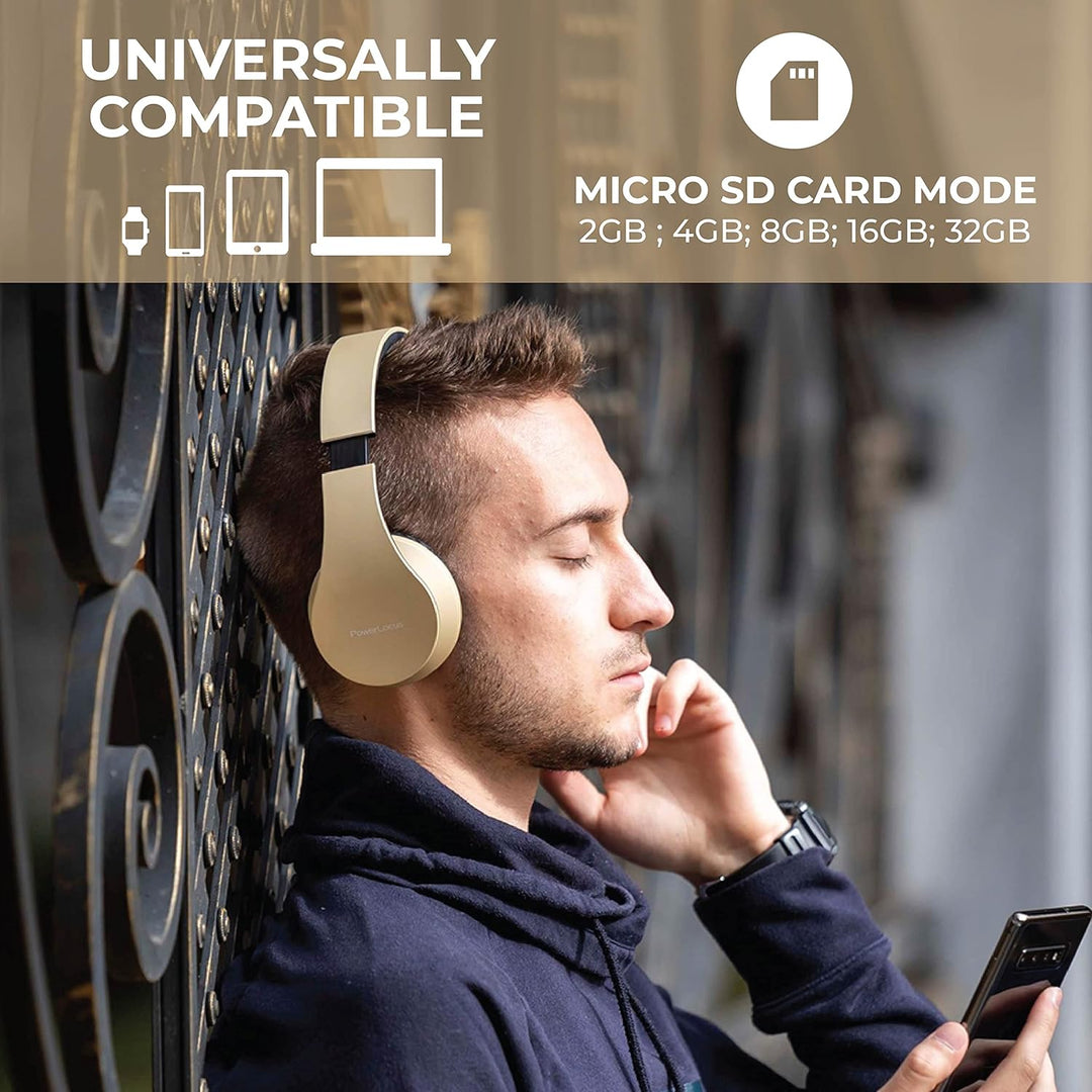 PowerLocus Bluetooth Kopfhörer Over Ear, Kabellose Kopfhörer, HiFi Stereo, Faltbare Kopfhörer mit Mi