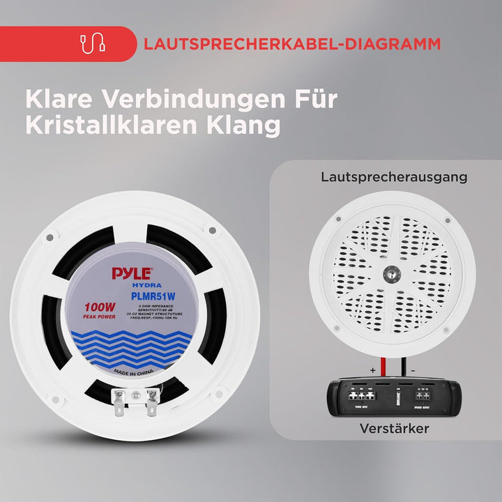 Pyle Marine Lautsprecher (100 Watt, 13,33 cm (5,25 Zoll), 2-Wege) weiss