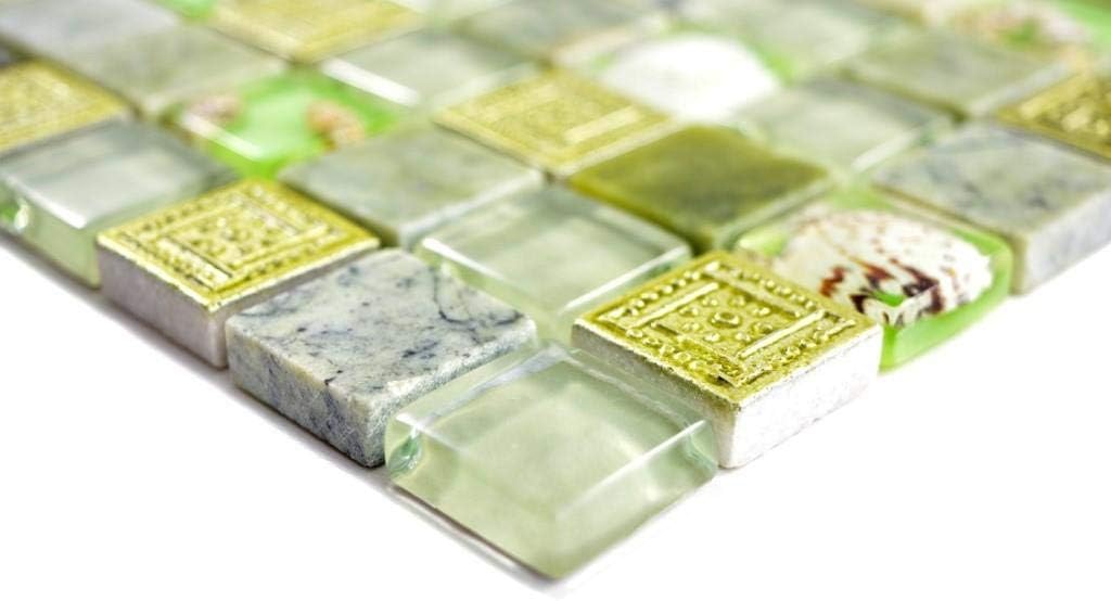 Mosaik Fliese Transluzent grün Glasmosaik Crystal Stein Muschel grün für WAND BAD WC KÜCHE FLIESENSP