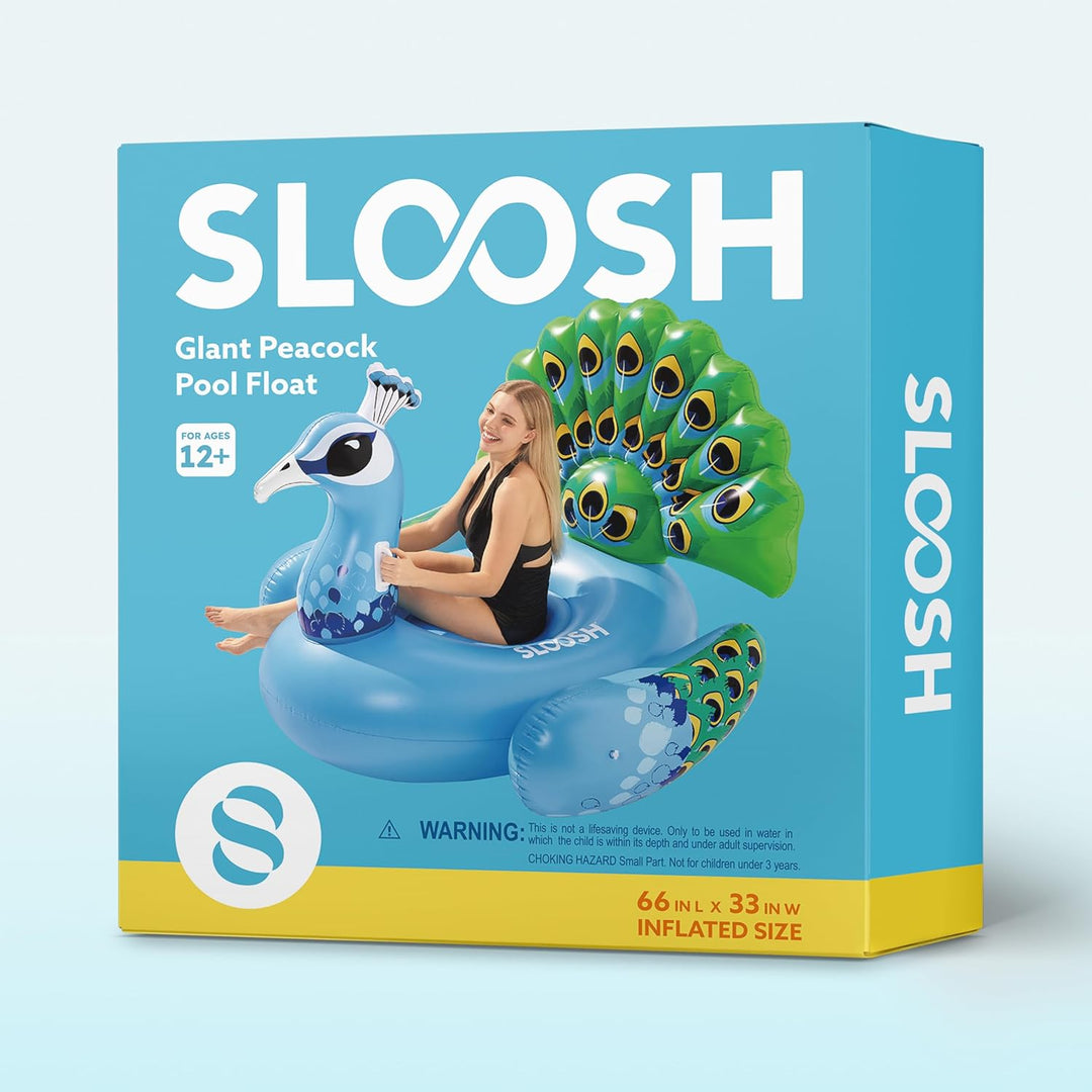 JOYIN Riesiger Aufblasbarer Pfau Pool Floss, Luxus Schwimmring & Pool Lounge für Erwachsene und Kind