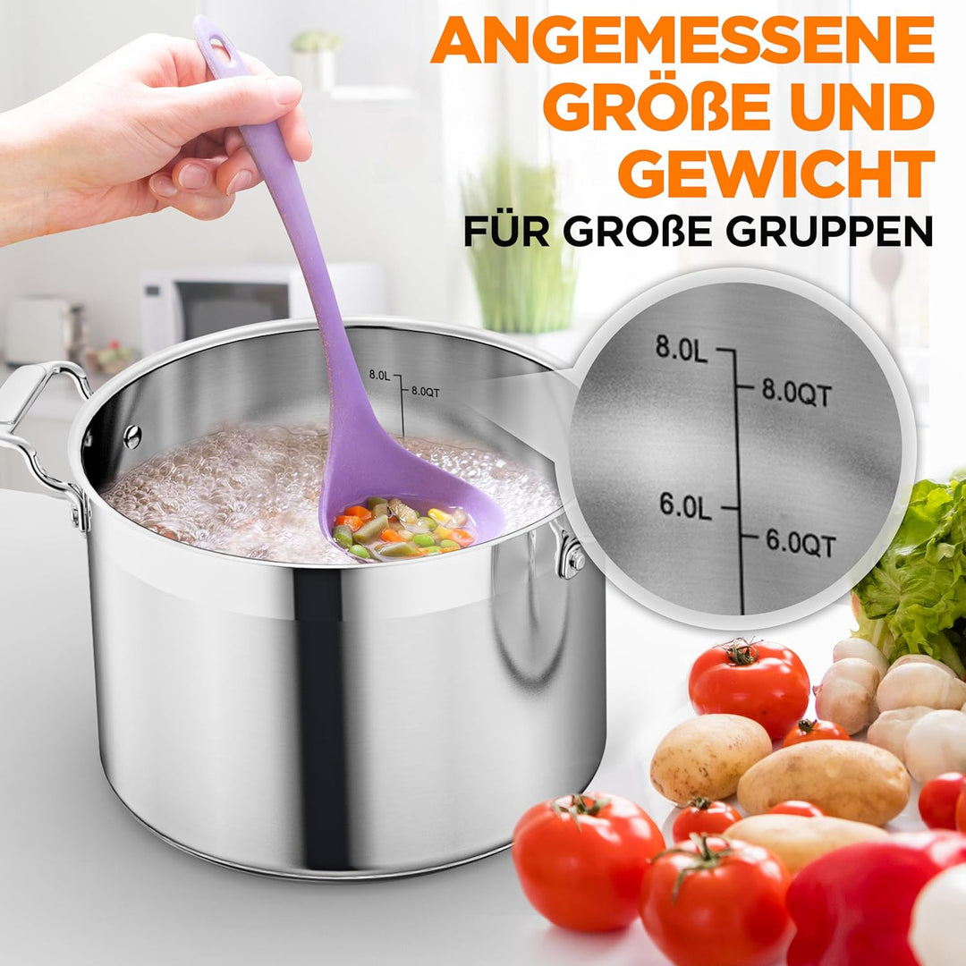NutriChef 8 Liter Edelstahl-Topf - 18/8 Lebensmittelqualität Schwerer Grosser Suppentopf für Eintöpf