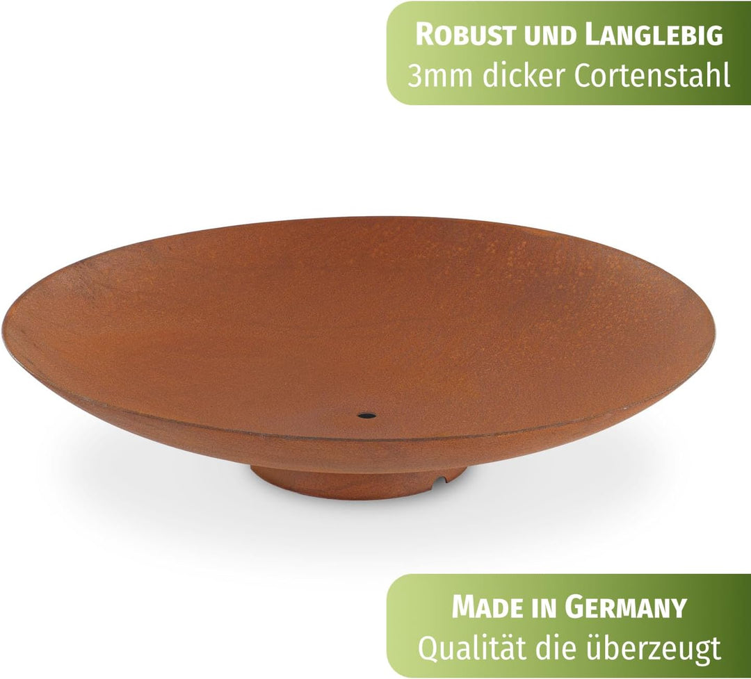 CLGarden 80cm Feuerschale robust aus 3mm Cortenstahl CFS80 Made in Germany Rost Schale Feuerstelle r