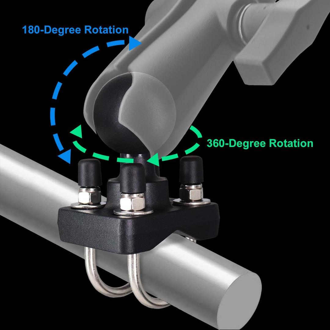 1,5 Zoll C-Kugel Basis mit U-Bügel Halterung, verstärkter Aluminium-Guss für 19-31mm Rohre, 304 Edel