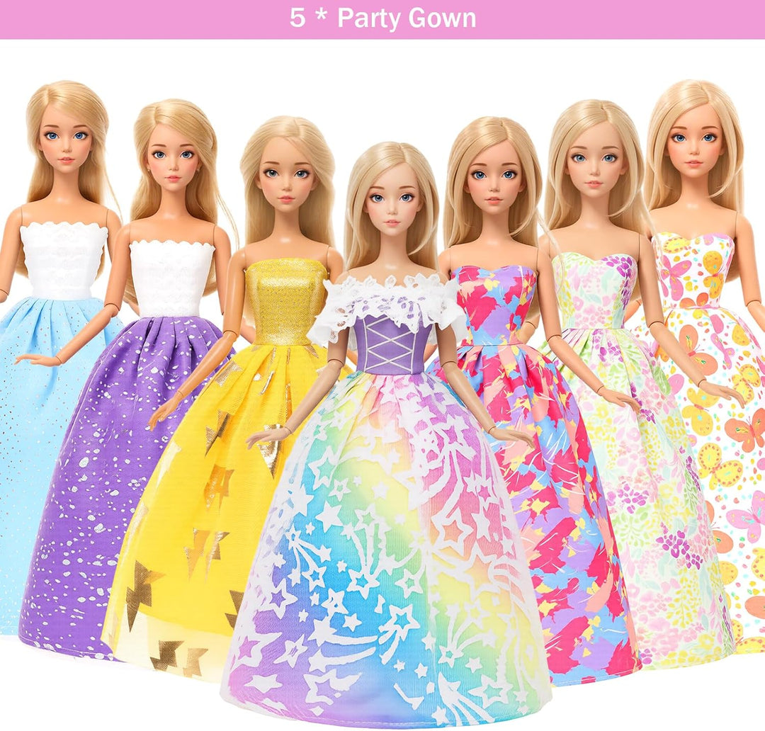 Miunana 110+ Kleidung für Puppen Puppenkleidung Fashion Kleider Tops Bluse Hosen Abendkleider Badena