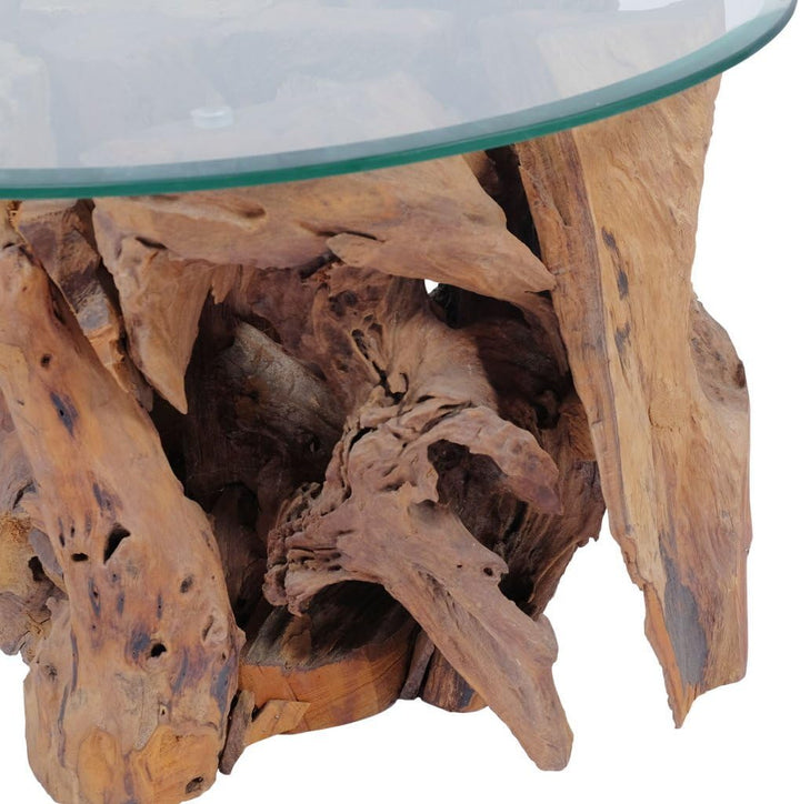 Festnight Couchtisch Kaffeetisch Coffeetisch mit Tischfuss aus Massives Teak-Treibholz Ideal als Bei