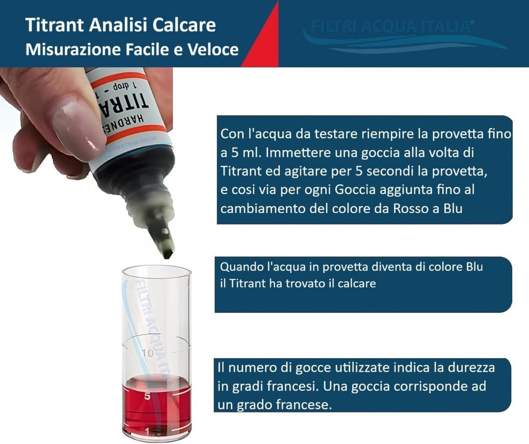Wasserfilter Italien Titrant 3 Set Analysen Wasserhärte (Grad Francesi) - Tester Härte einmalig Reag