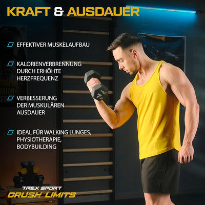TREX SPORT Neopren Hanteln Set | Kurzhanteln 2er Set 4kg-20kg | Hanteln Frauen & Männer Set 2 x 2 kg