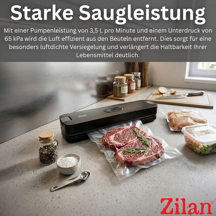 Zilan Vakuumiergerät 88W – Starker 65 kPa Vakuumierer mit Automatik, 30 cm Folienschweissgerät, Schn