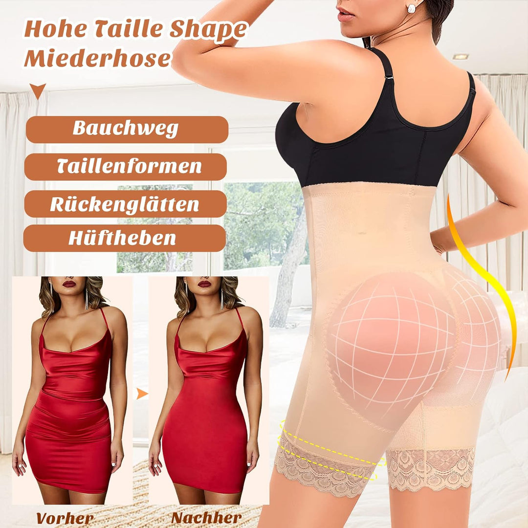 YARRCO Bauchweg Unterhose Damen Shapewear Spitze Miederhose Figurformende Unterwäsche Hohe Taille Mi