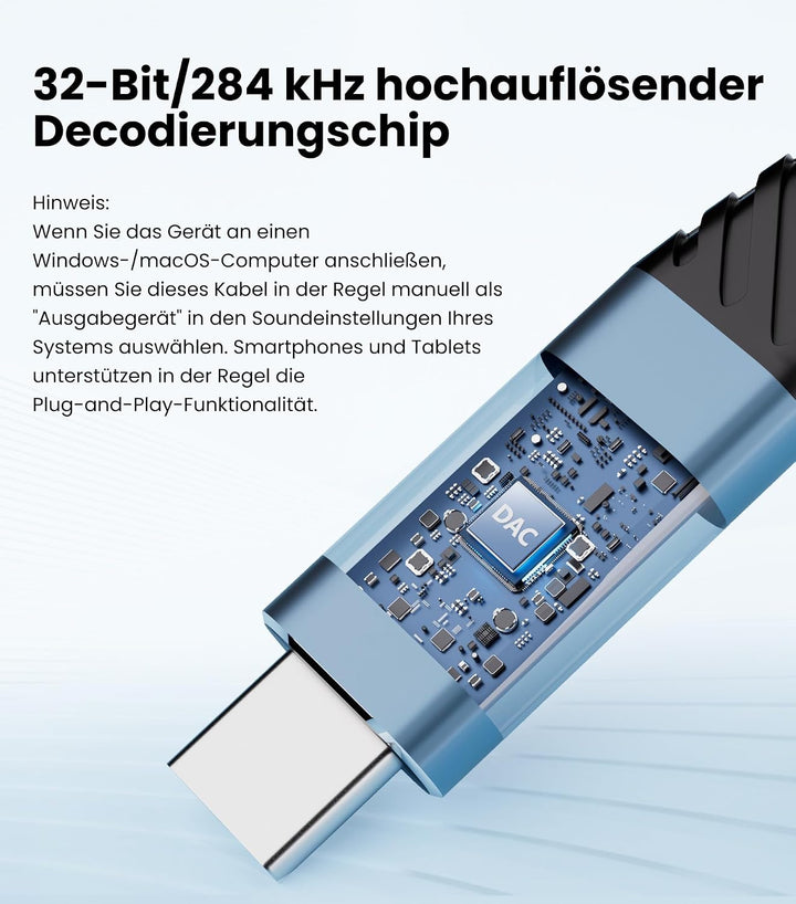 Tisino USB-C auf XLR Male Audio-Kabel 32 Bit/384 kHz DAC (3m), Digital-zu-Analog-Ausgang für Aktivla