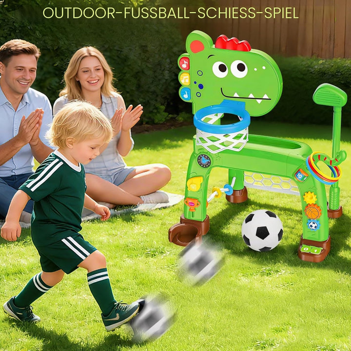 4-in-1 Basketballkorb und Fussballtor Spielzeug für Kleinkinder, Babyspielzeug mit Golfspiel und Rin