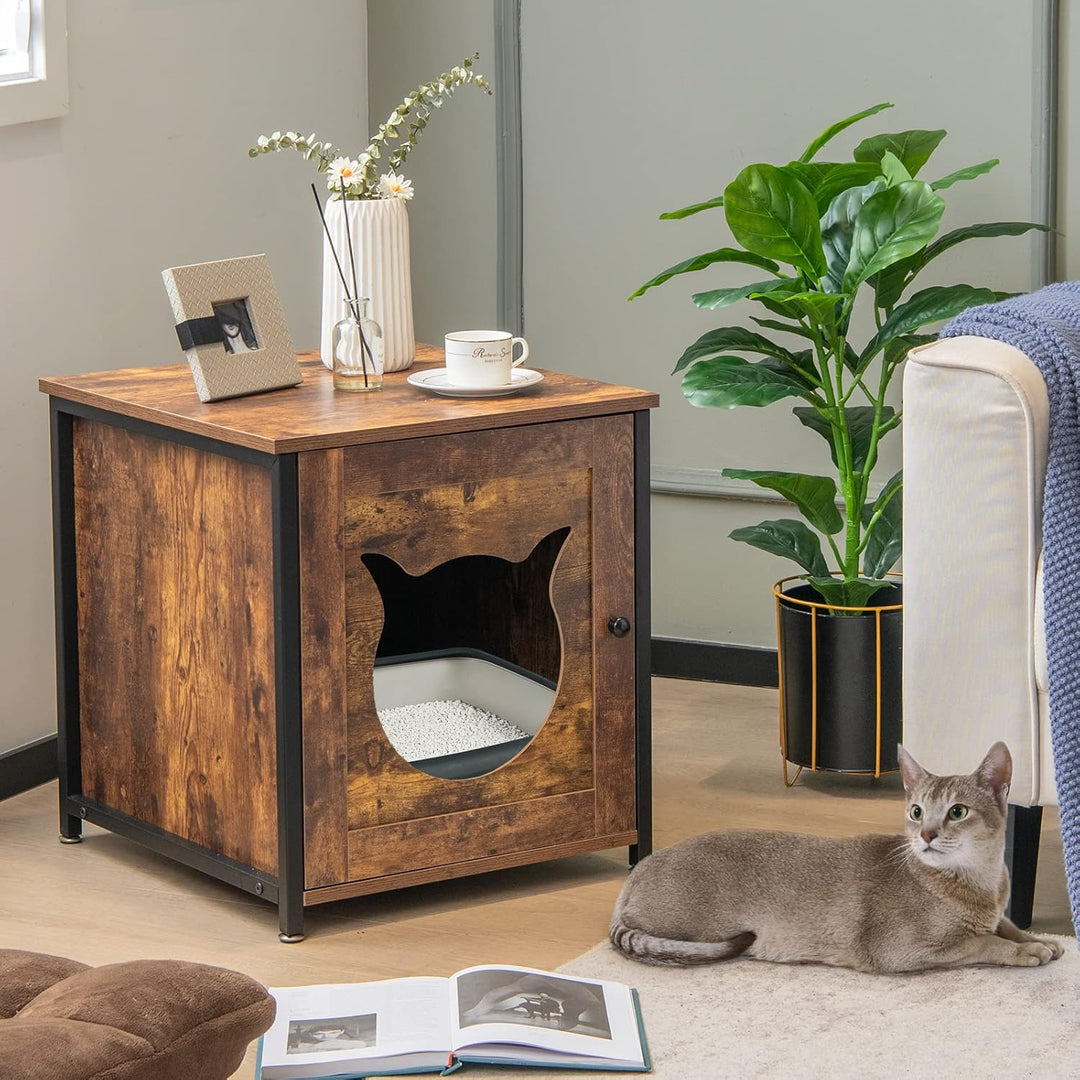 COSTWAY 2 Pack Katzenschrank, Katzenklo Schrank, Katzentoilette mit Tür & Eingang, Katzenhaus Beiste