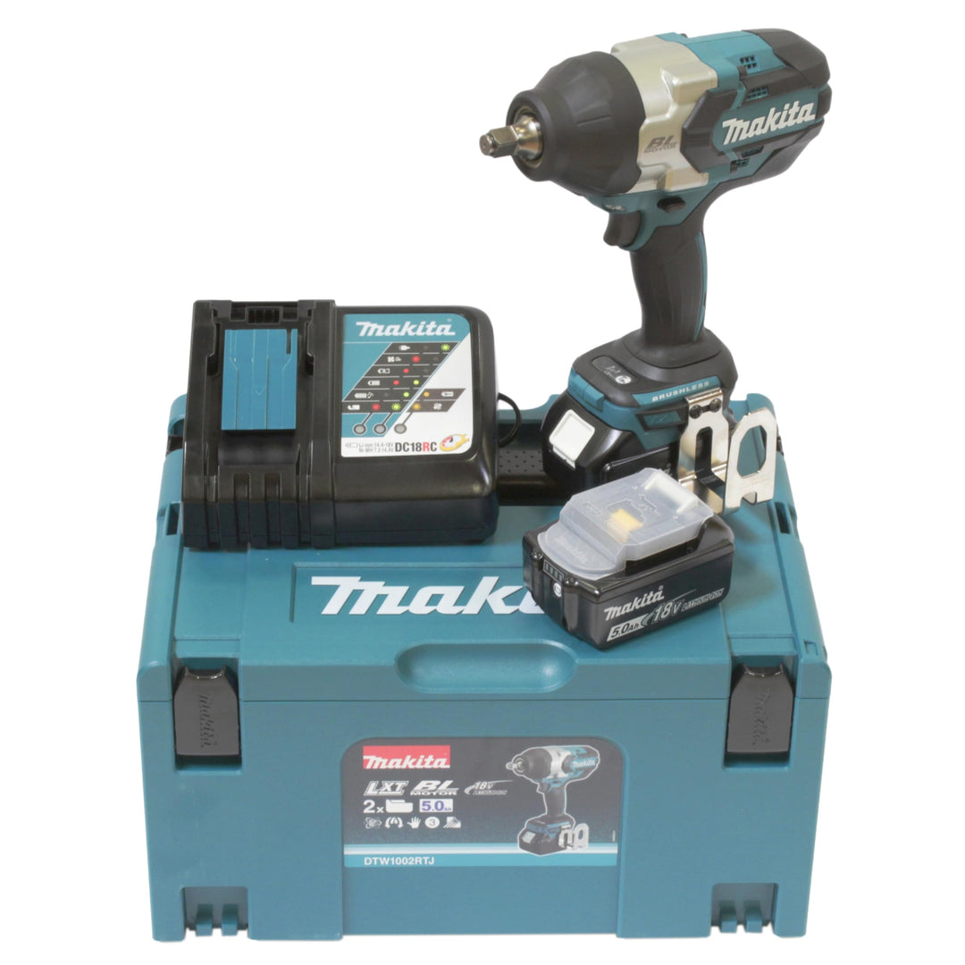 Makita DTW1002RTJ Akku-Schlagschrauber 18 V / 5,0 Ah, 2 Akkus + Ladegerät im MAKPAC mit 2 Akkus + La