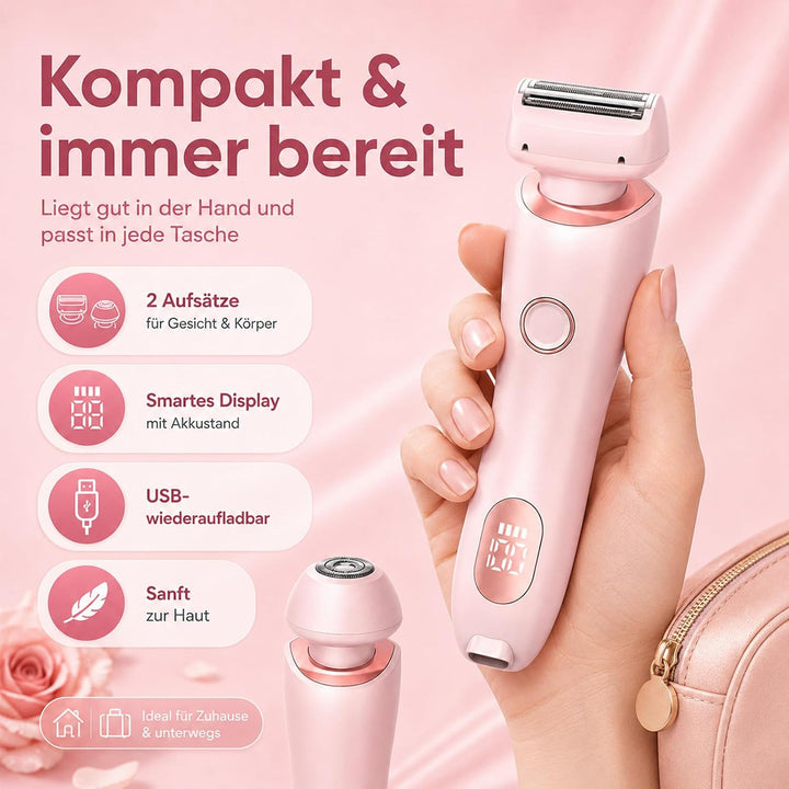 Boulina Rasierer, Aluvea Smooth Trim Rasierer 2.0, Sanfte Haarentfernung für Glatte Haut, Trocken -