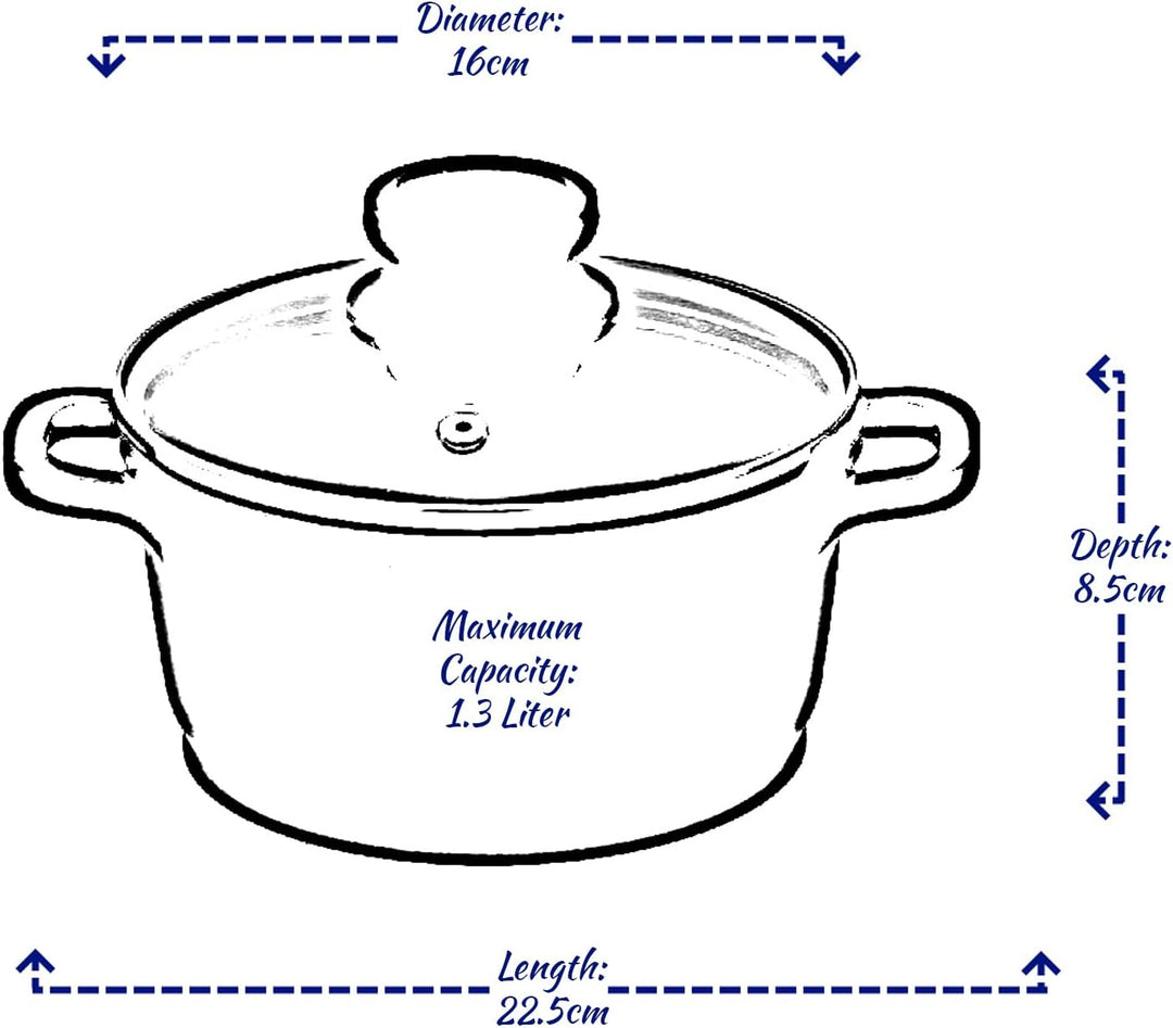 alpina Kochpfanne – Ø16 cm – 1,3 l – Pfanne - Kasserolle - alle Wärmequellen – mit Deckel – Spülmasc