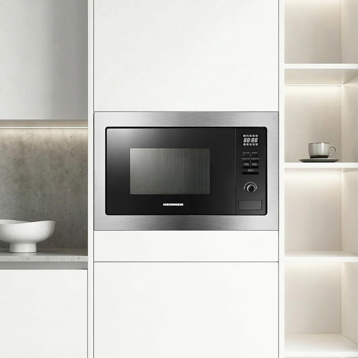 HEINNER HMW-MDBI25GDIX Einbau-Mikrowellenofen mit Digitalsteuerung und 1000W Grill (Edelstahl) – Ink