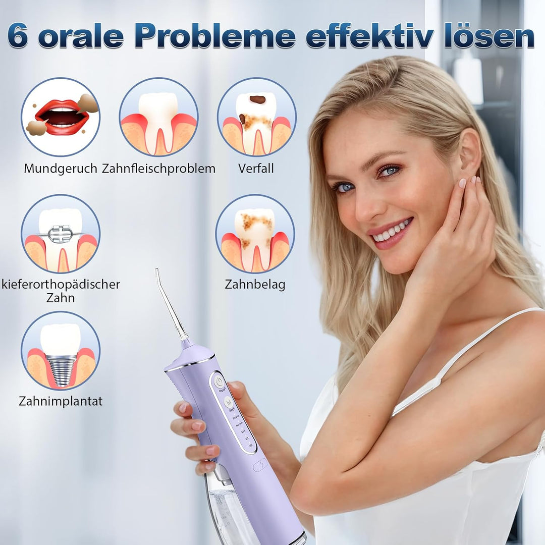 OasiSmile Munddusche Kabellos Elektrisch: Munddusche Testsieger 2026, 4 Modi DIY Druck & 5 Jet-Tipps