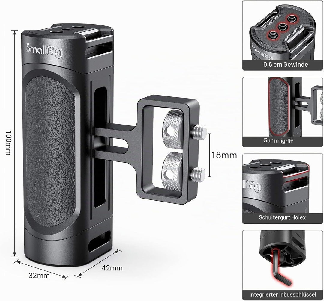 SMALLRIG Mini Seitengriff Side Handle mit doppelter 1/4”-20 Schrauben für DSLR Kamera Cage, Up and D