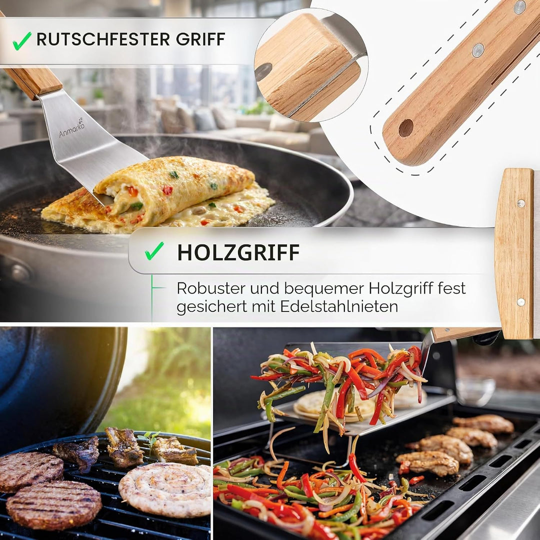 Professionelles Grillspachtel Set – Edelstahl Metallspachtel und Grillschaber – Schwerer Spachtel Gr