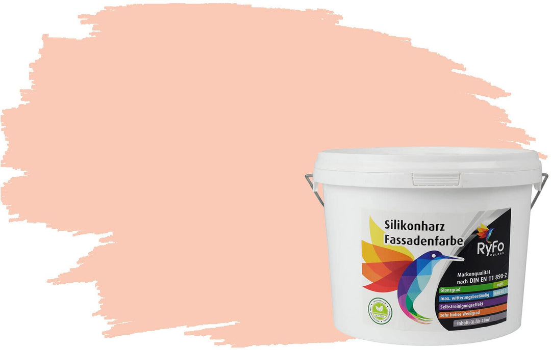 RyFo Colors Silikonharz Fassadenfarbe Lotuseffekt Trend Weisstöne Roséweiss 3l - bunte Fassadenfarbe