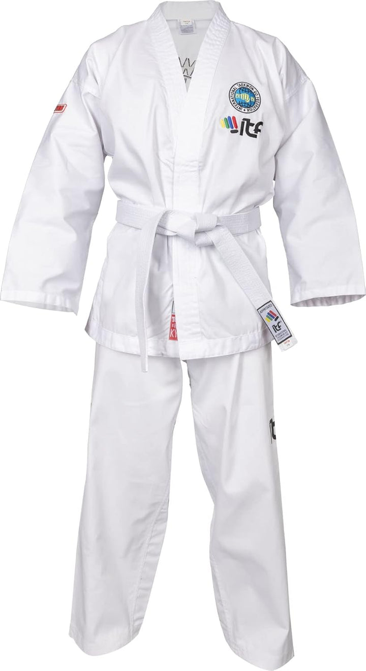 TOP TEN Taekwon-Do Dobok Kyong| Kampfsportanzug | ITF approved | TKD Uniform 150 cm, Schlupfjacke We