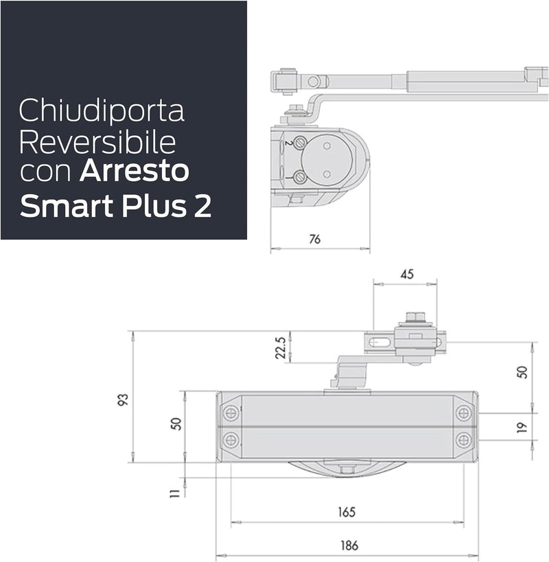 Cisa Spa – Türschliesser Smart Plus, Art.-Nr. 1C141603, Lieferumfang: Anschlagschablone, Gestänge, F