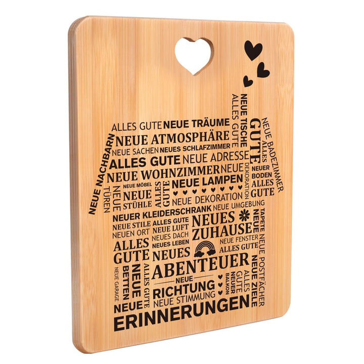 Einzugsgeschenke Haus - Bambus Schneidebrett Geschenk zum Einzug ins Haus, Richtfest Geschenk, Einwe