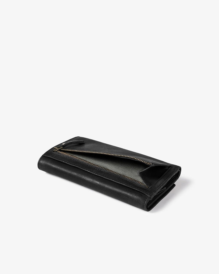 HOLZRICHTER Berlin Geldbörse No 4-3 (XL) schwarz-anthrazit - Grosses Damen Fächer Portemonnaie handg