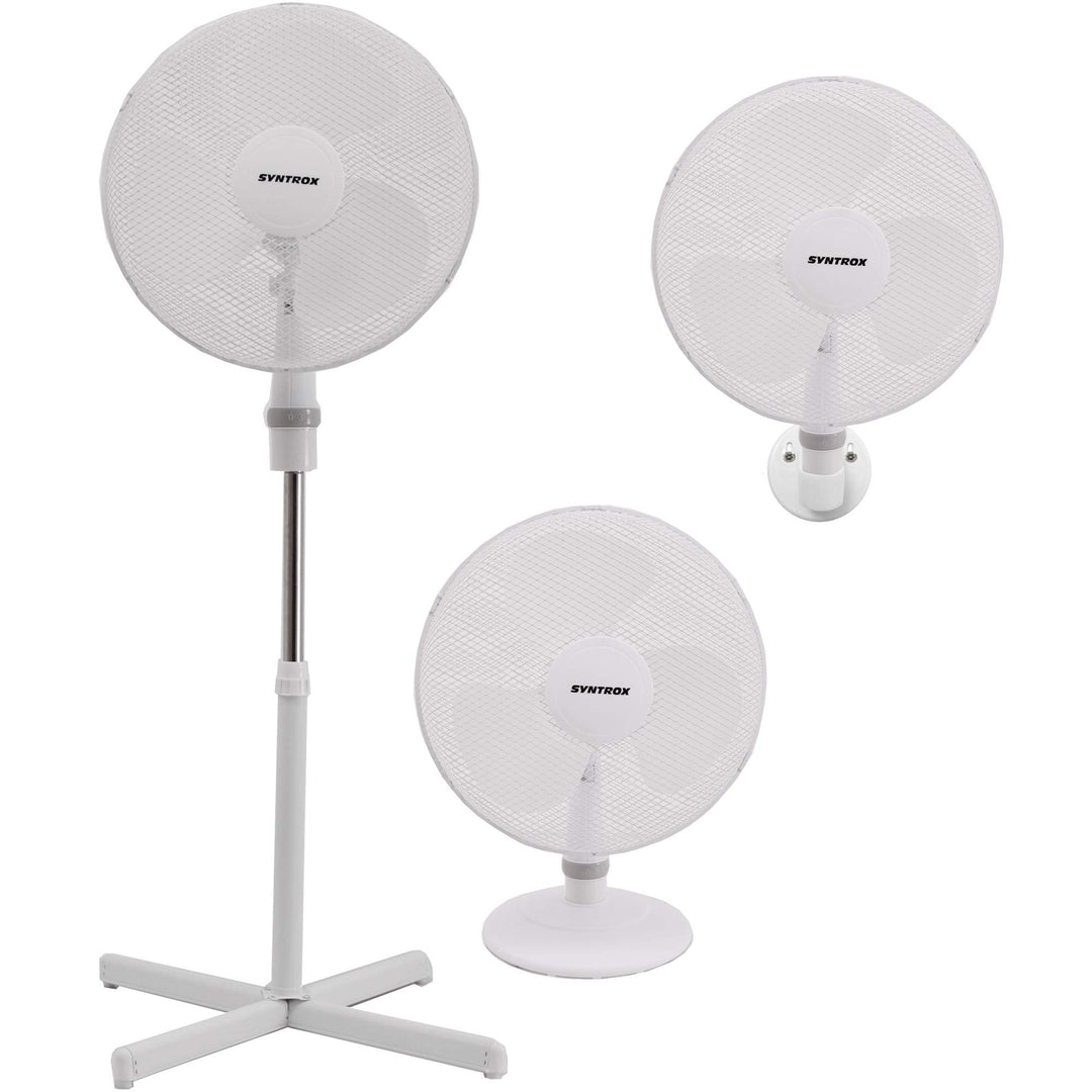 Syntrox Germany VT-44W-W 3 in 1 Ventilator Standventilator + Wandventilator + Tischventilator mit Os