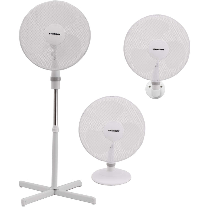 Syntrox Germany VT-44W-W 3 in 1 Ventilator Standventilator + Wandventilator + Tischventilator mit Os