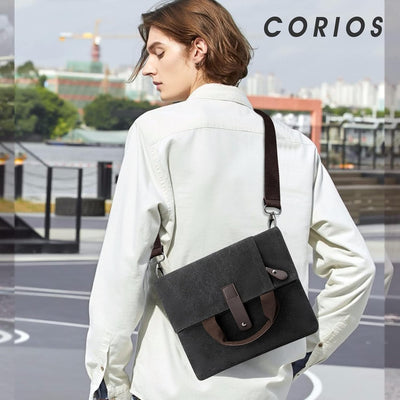 CORIOS Herren Umhängetaschen Canvas Schultertasche Casual Henkeltaschen Gross Schulterhandtasche Han