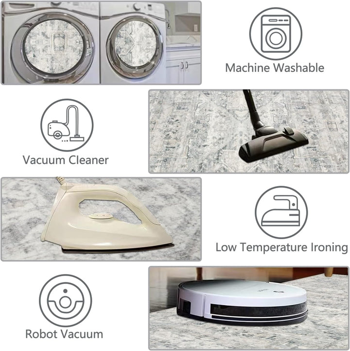Läufer Teppich Flur 80x200cm rutschfest Teppiche Waschbarer Küche Teppich Läufer Kurzflor Kunstwolle