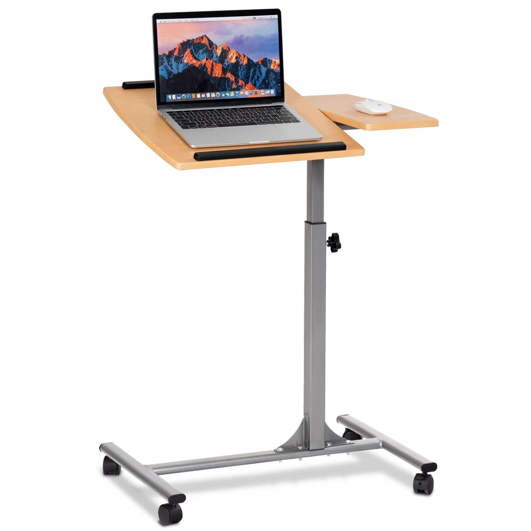 COSTWAY Laptoptisch höhenverstellbar und neigungsverstellbar, Pflegetisch mit Rollen, Notebooktisch