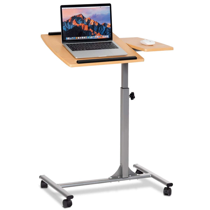 COSTWAY Laptoptisch höhenverstellbar und neigungsverstellbar, Pflegetisch mit Rollen, Notebooktisch