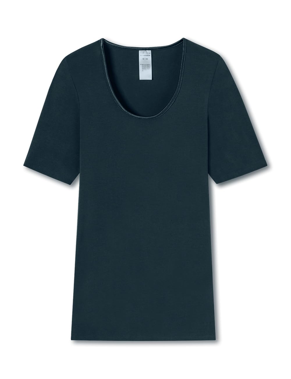 Schiesser Damen Spenzer halbarm Unterhemd - Luxury Baumwolle, Dunkelblau_181778