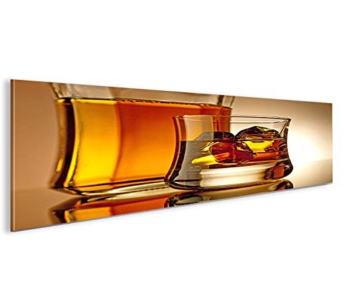 islandburner Bild Bilder auf Leinwand Whisky Glas Panorama XXL Poster Leinwandbild Wandbild Dekoarti
