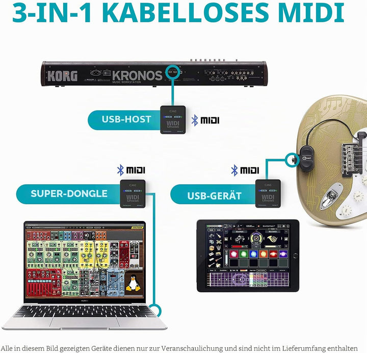 CME WIDI Uhost - Bluetooth MIDI Interface + USB Host für Class Compliant USB MIDI Instrument, MIDI C