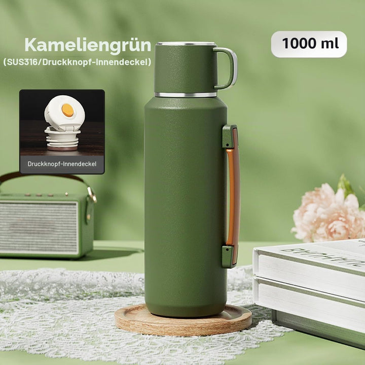 Simcat Vakuumisolierte Wasserflasche aus 316 Edelstahl, Thermoflasche (hält 24 Stunden), Reisebecher