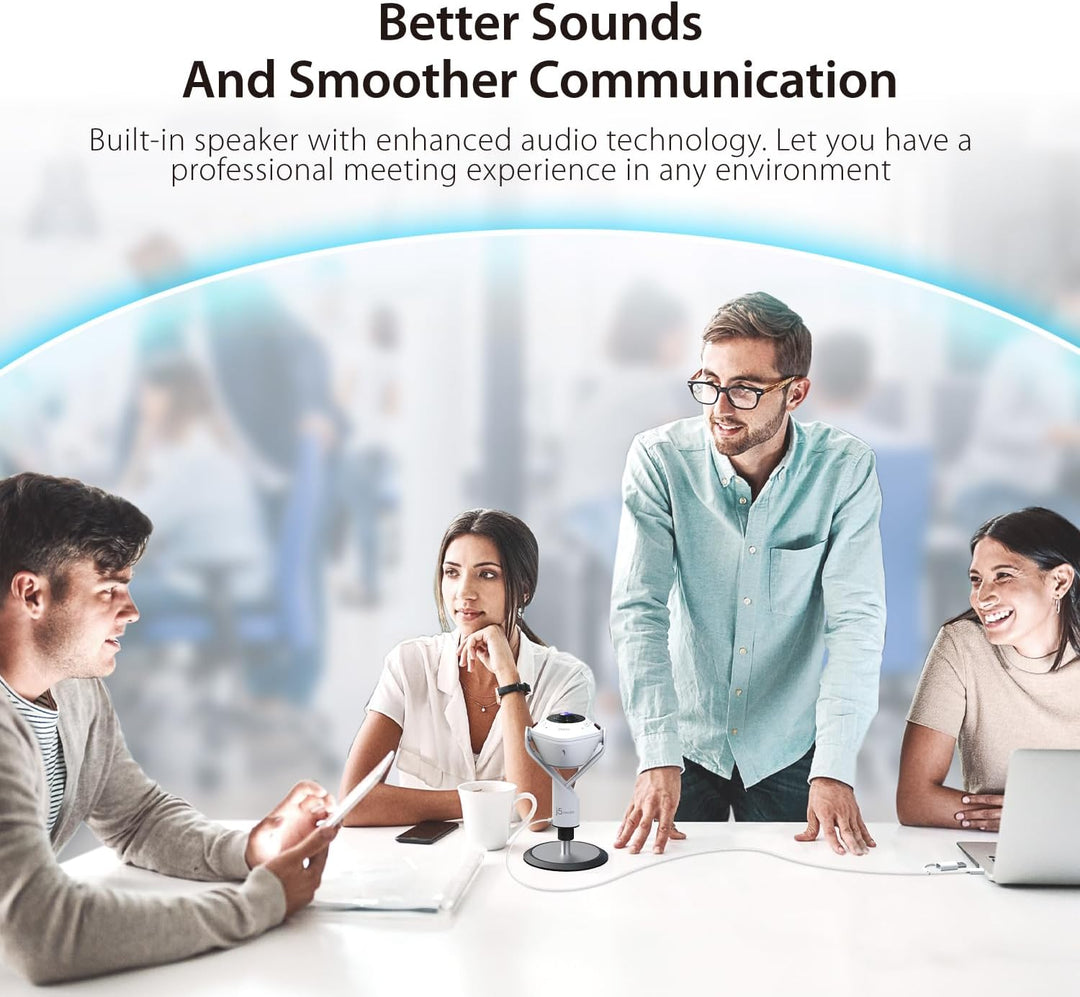 j5create 360 AI-Powered Meeting Webcam mit Freisprecheinrichtung, Smart-Tracking, Auto-Framing, 1080