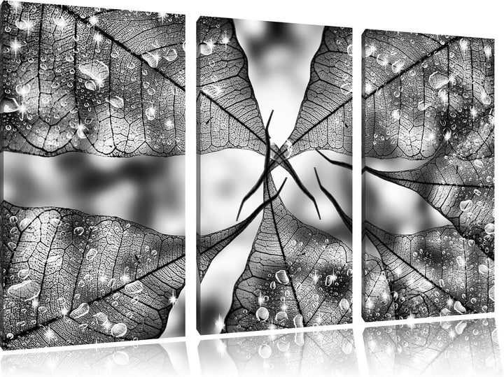 Pixxprint Grüne Blätter als Leinwandbild/Grösse: 3 Teilig (120x80) cm/Wandbild/Kunstdruck/fertig bes