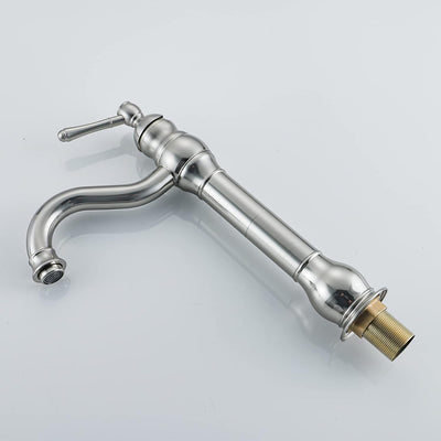 FWZZQ Wasserhahn Bad Hoch Retro, Waschtischarmatur Matt Gebürstet, 360° Drehbar Armatur Waschbecken,