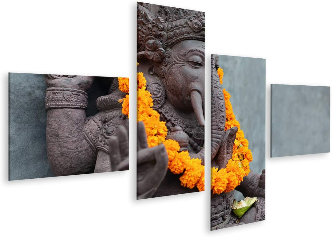 Bild auf Leinwand Ganesha mit balinesischen Barong-Masken vor dem Tempel. Dekoriert für religiöse Fe