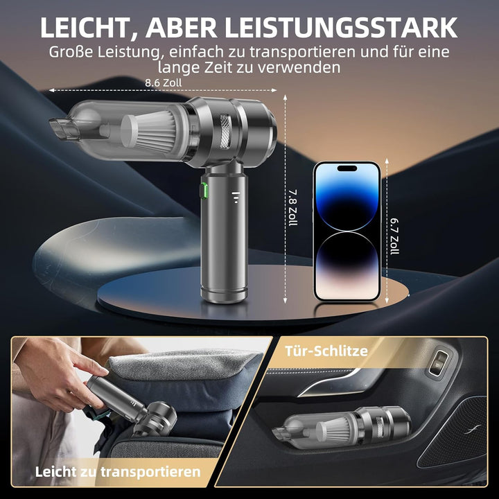 Handstaubsauger, 26000Pa Akku Staubsauger Kabellos, Stark Handstaubsauger Kabellos, 4-in-1 Autostaub