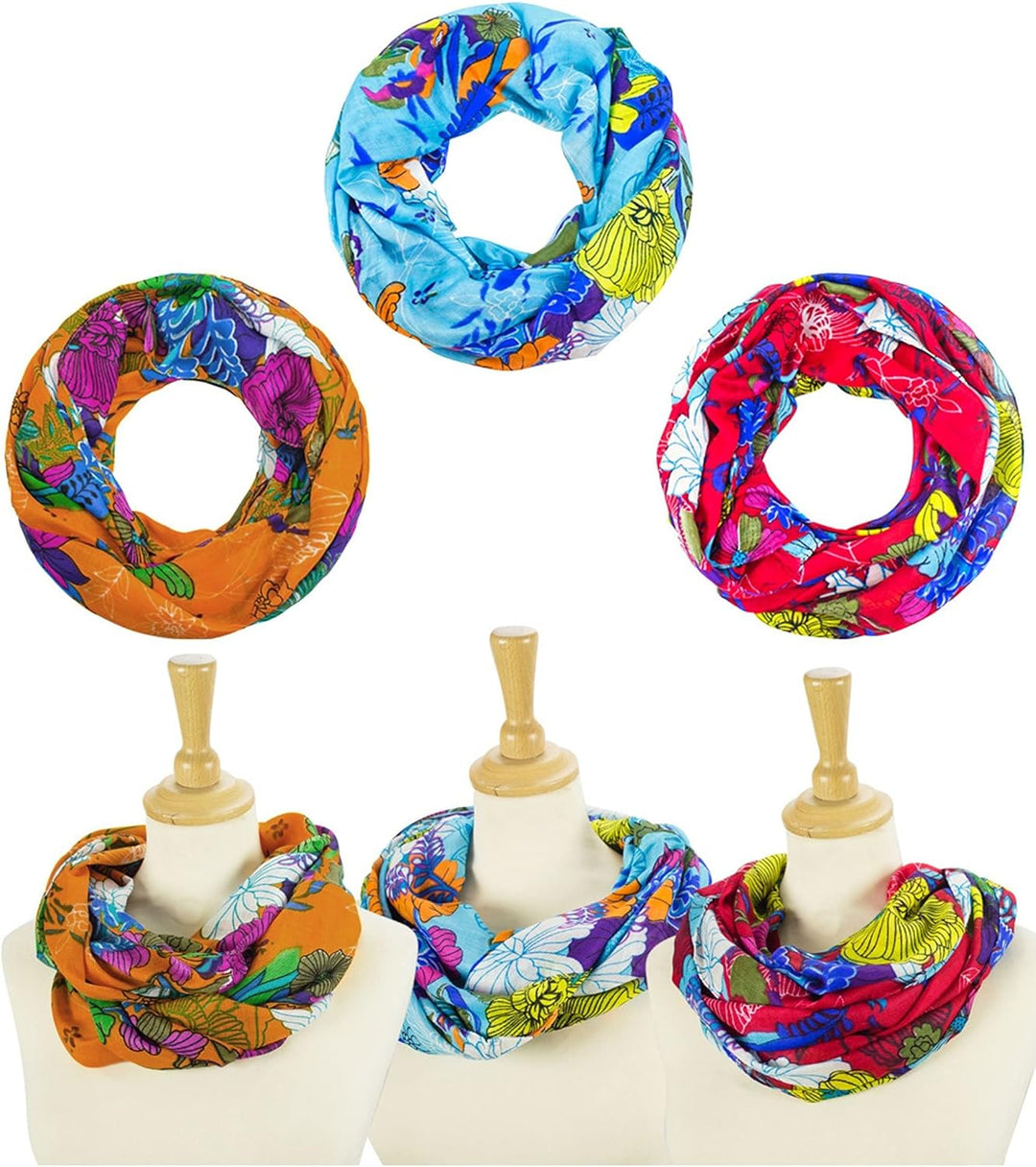 Sunsa Damen 3 Set Loop Schals. 100% Baumwolle Schlauchschals für Frühlings/Sommer. Dünne Loopschals