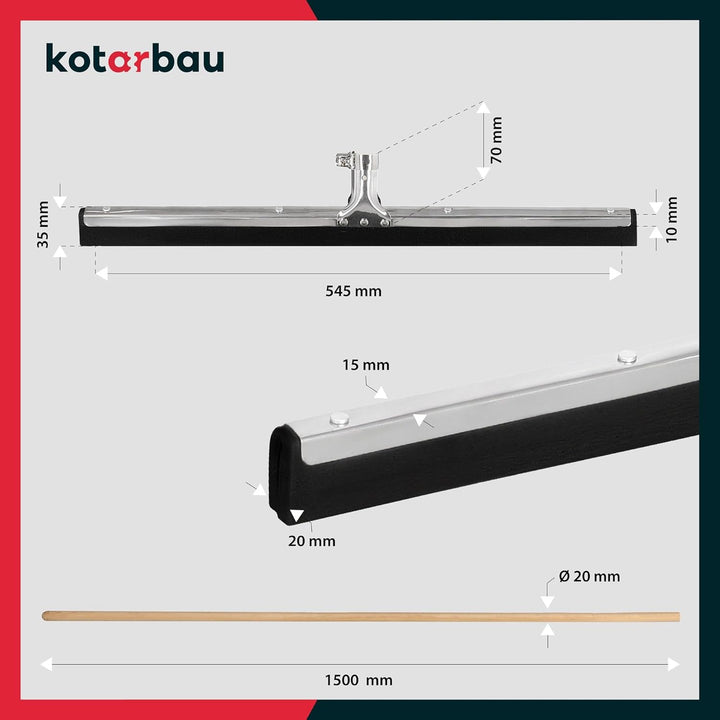 KOTARBAU® Gummiabzieher - Wasserschieber - 55 cm – Bodenabzieher - Schaumstoff-Wasserabzieher – für