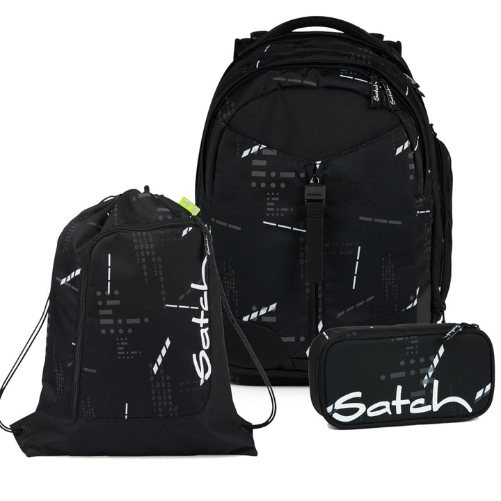 Satch Match Schulrucksack Set 3tlg. inkl. Schlamperbox und Sportbeutel Ninja Matrix, Ninja Matrix