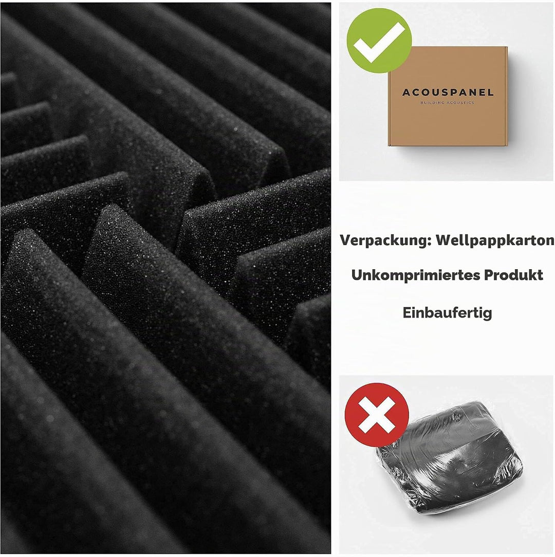 AcousPanel Akustikschaumstoff Schaumstoffplatten Acoustic Foam Schallabsorber Anthrazitgrau (30x30x4