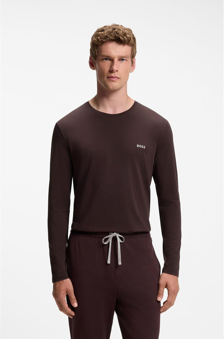 BOSS Herren Mix&amp;Match Ls-Shirt R 10259900 Loungew_Longsleeve XS Dark Brown, XS Dark Brown